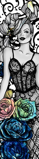 Free mermaid bookmark featuring a white lace top mermaid coloring design